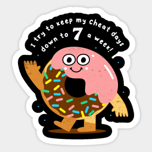 Funny Donut Diet Joke, Humor, Birthday Sticker